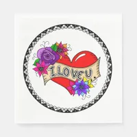 I Love You | Street Art Graffiti Urban Heart   Napkins