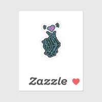 Beautiful Skeleton Hands With A Heart Signal For H Sticker