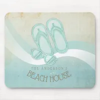 Beach House Sunglasses and Flip Flops Aqua ID623 Mouse Pad