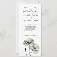 Simple Elegant Minimalism Black and White Poppies Invitation