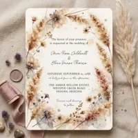 Terracotta Pampas Grass Boho Desert Wedding Invitation