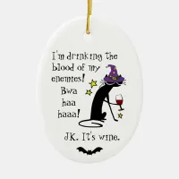 Blood of My Enemies, JK Wine, Black Cat Ceramic Ornament