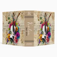 Colorful Wildflowers | Monogram Violin Sheet Music 3 Ring Binder