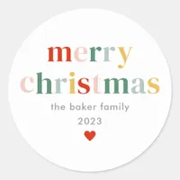 Modern Colorful Merry Christmas Classic Round Sticker