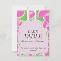 One in Melon CAKE TABLE Pink Watermelon  Sign Invitation