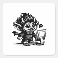 Whimsigoth Cyborg Internet Troll Vintage Art Desig Square Sticker