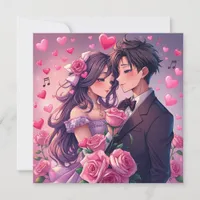 Cute Couple Anime Personalized Valentine's Day Card