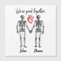 Skeletons Holding Hands and Heart Valentine