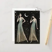 Two Beautiful Women Dancing in the Moonlight Postcard