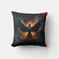 Phoenix Bird Rising with Flames Throw Pillow