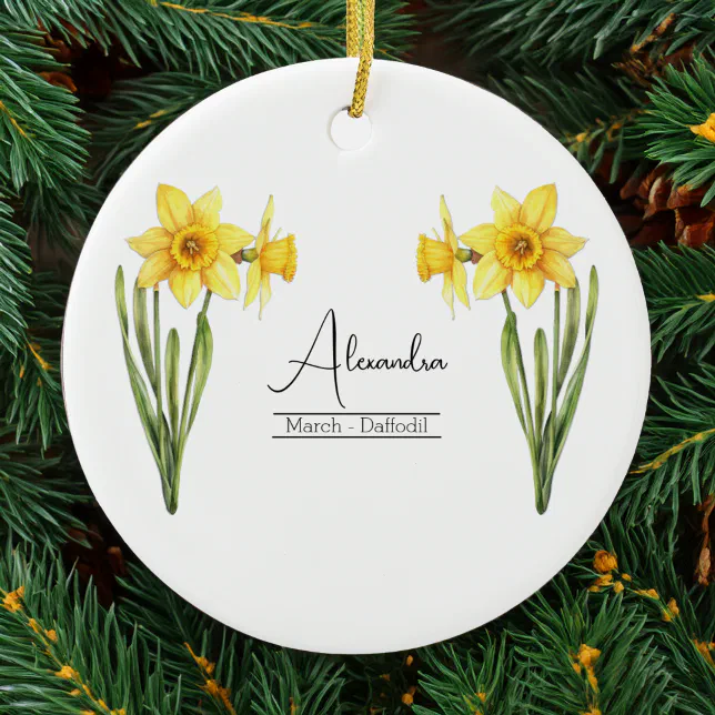 Birth Month Flower March Daffodil  Ceramic Ornament