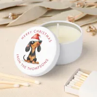 Funny Dachshund Merry Christmas Name Mini Candle Favors