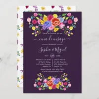 Festive Watercolor Floral Fiesta Rehearsal Dinner Invitation