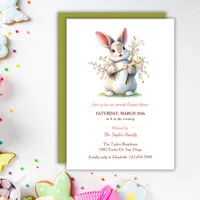 Easter Bunny Pastel Cute Family Dinner  Invitation