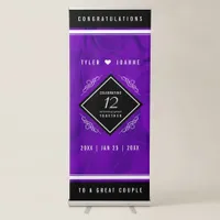 Elegant 12th Silk Wedding Anniversary Celebration Retractable Banner