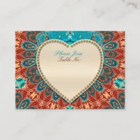 Peacock Batik Aqua Gold Wedding Table Seat Cards