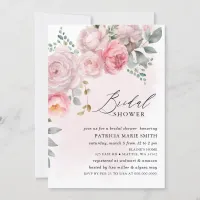 Modern Elegant Pink Blush Floral Bridal Shower Invitation