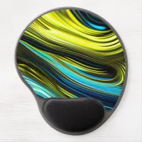 Blue and Gold Abstract Silk and Satin Rolls Gel Mouse Pad