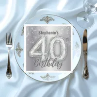 Sparkling Luxurious Gemstone 40th Birthday Napkins