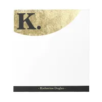 Gold Foil Moon on Black Monogram Initial Luxury Notepad