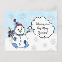 Wishing you a Holly Jolly Christmas Snowman Postcard