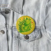 Cute Green Frog Artwork Painting Button