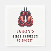 Red Rumble First Knockout Boxing Birthday Napkins