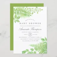 Watercolor Greenery Baby Shower Invitation