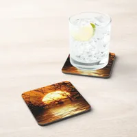 Golden Sunset Liquid Reflection Set of 6 Drink Coaster