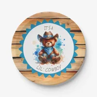 It's a Boy | Cowboy Teddy Bear Boy's Baby Shower Paper Plates