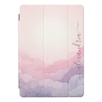 Watercolor Cloudscape Pink Sky With Name iPad Pro Cover