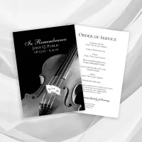 Black White Violin Musician Funeral Service Program