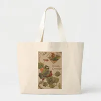 Vintage Birthday Greetings Large Tote Bag