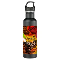 Personalized Autumn Colors Abstract Pour Painting Stainless Steel Water Bottle