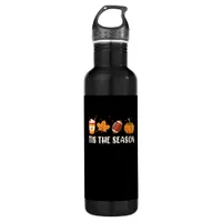 Tis The Season Pumpkin Leaf Latte Fall Thanksgivin Stainless Steel Water Bottle