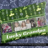 "Lucky Grandpa" Shamrock Clover Dark Green Photo Accent Pillow