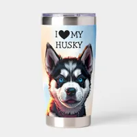 I Love My Husky Personalized Insulated Tumbler