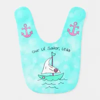 Personalized Lil' Sailor Baby Girl's Bib