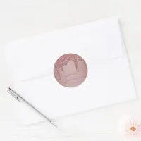 Chic Rose Gold Sparkle Glitter Drips Quinceanera Classic Round Sticker