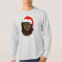 Funny Bigfoot In Santa Hat Sasquatch Humor T-Shirt
