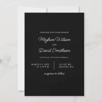 Simple Elegant Minimal Modern Black Wedding   Invi Invitation