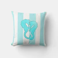 Aqua Blue Seashell and Seahorses Pillow