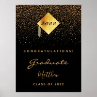 Graduation party black gold graduate 2025 poster