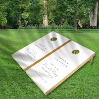 Minimalist Script New Mrs Mrs Name Date Wedding Cornhole Set