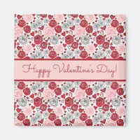 Doodle Art Style Red Pink Roses Hearts Valentine's Magnet