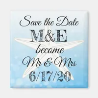 Save the Date Blue Starfish Wedding Magnet