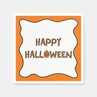 Whimsical Hand Drawn Wavy Border Cute Halloween  Napkins