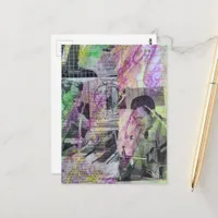 Retro Woodworking Men Mixed Media Collage  Postcard