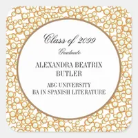 Elegant University Master's Grad Graduation Party Square Sticker