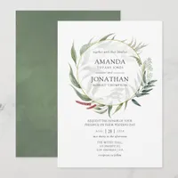 Watercolor Forest Herbarium Geometric Wedding Invitation